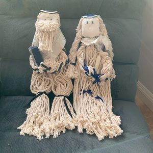 Vintage Handmade Mophead Dolls Rabbi & Girl Mazel!